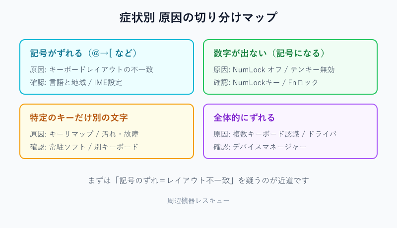 キーボードの誤入力を症状別に切り分ける図