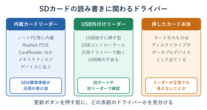 SDカードの読み書きに関わるドライバーの系統図
