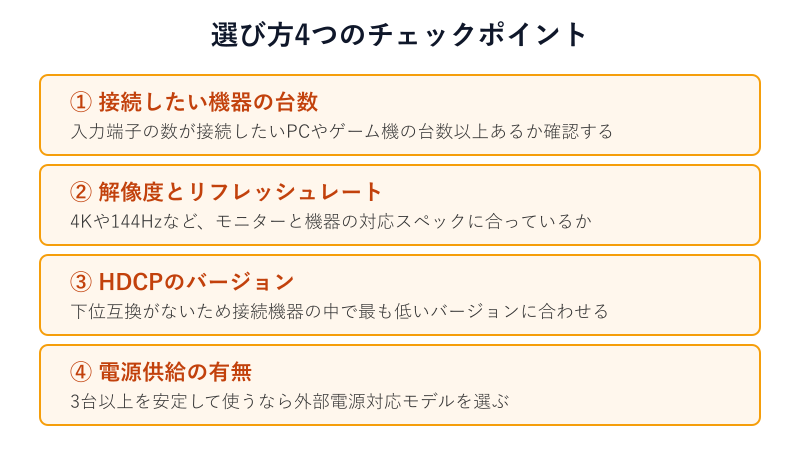 切り替えスイッチの選び方4項目リスト