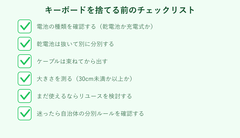 キーボードを捨てる前のチェックリスト図